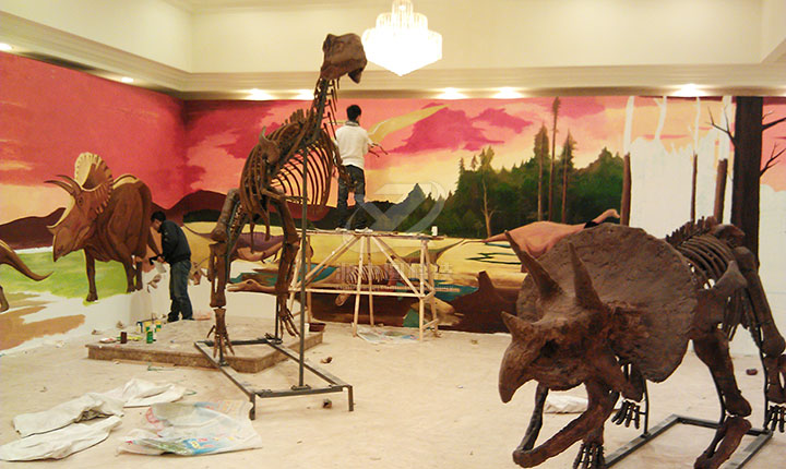 景区里展示的玻璃钢恐龙化石