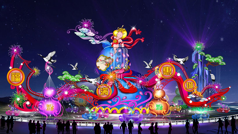春节花灯设计图库